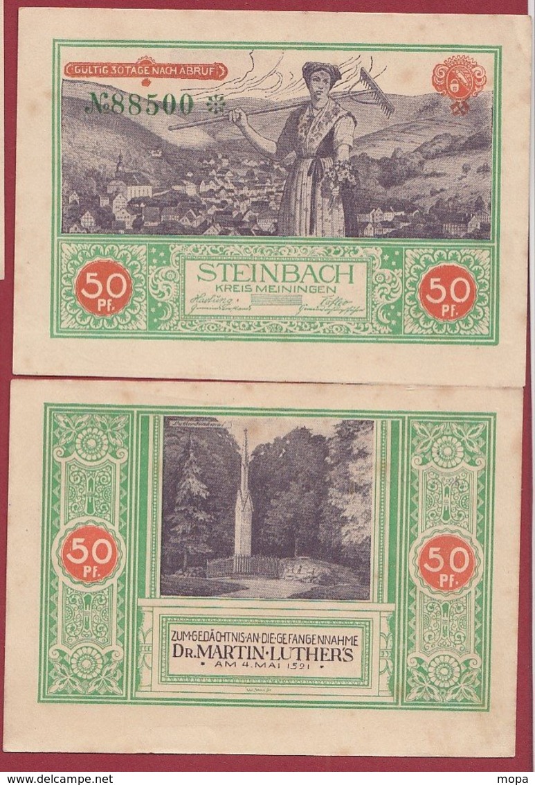 Allemagne 1 Notgeld 50 Pfenning Stadt Steinbach ( TRES RARE ) Dans L 'état Lot N °5159 - Collections