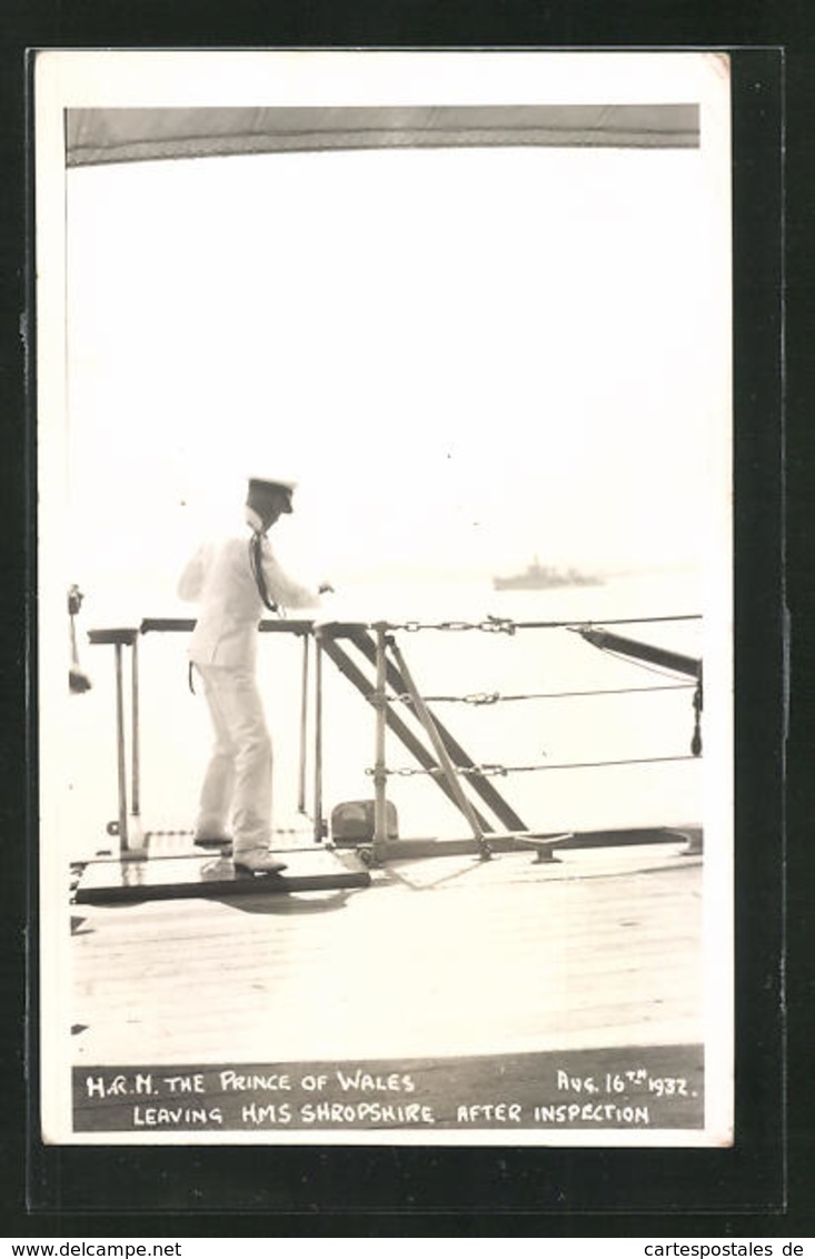 Photo Pc H.R.M. The Prince Of Wales Leaving HMS Shropshire After Inspection - Case Reali