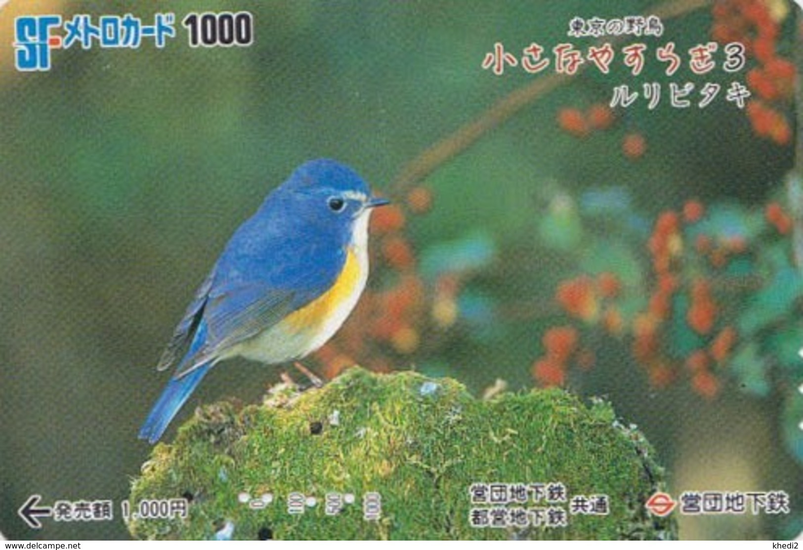 Carte Japon - Animal - Série OISEAUX 3/5 - OISEAU - GOBEMOUCHE - FLYCATCHER BIRD Japan Metro Card - 4500 - Passereaux
