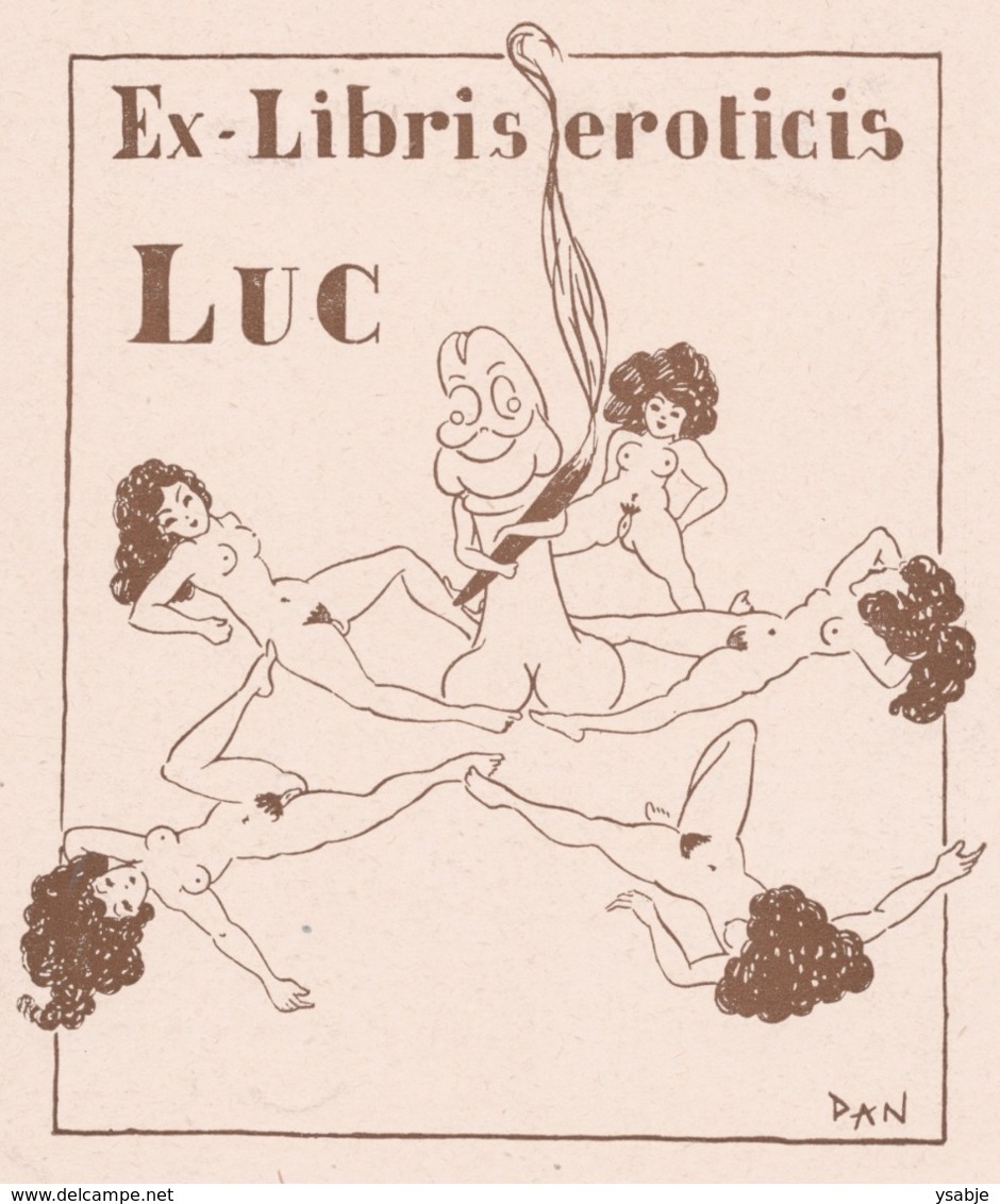 Ex Libris Luc - Paul Francois Morvan (1902-1986) (Pan) - Erotica - Bookplates