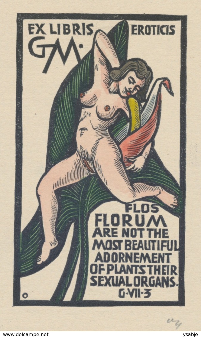 Ex Libris Erotic G.M. - Herbert S. Ott Gesigneerd - Erotica - Ex-Libris