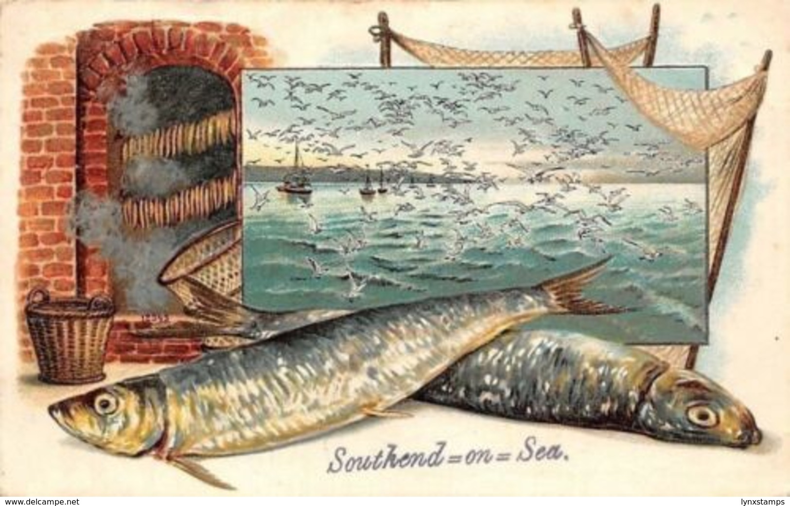 England Essex, Southend-on-Sea, Fishing, Fish, Embossed Souvenir 1909 - Andere & Zonder Classificatie