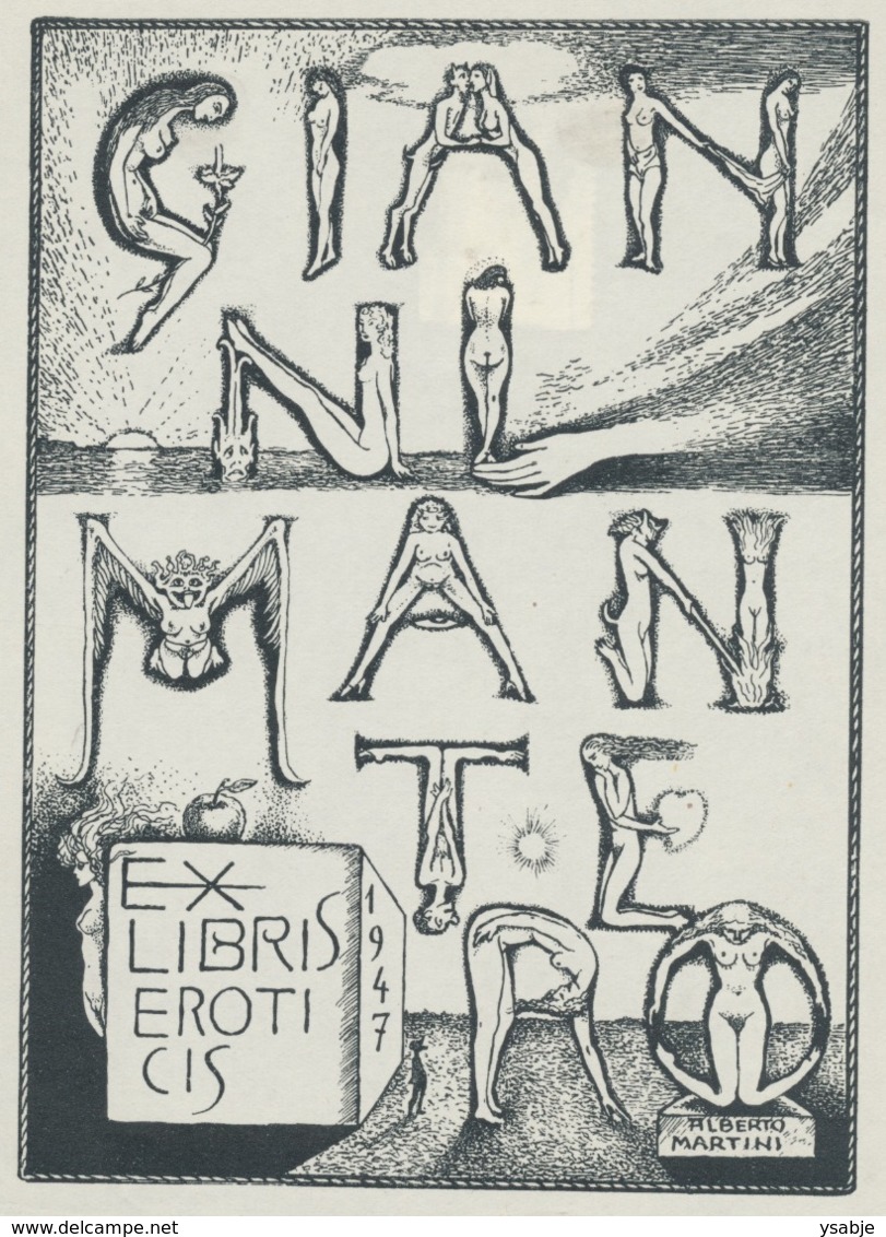 Ex Libris Eroticis Gianni Mantero (1947) - Alberto Martini (1876-1954) - Erotica - Ex-Libris