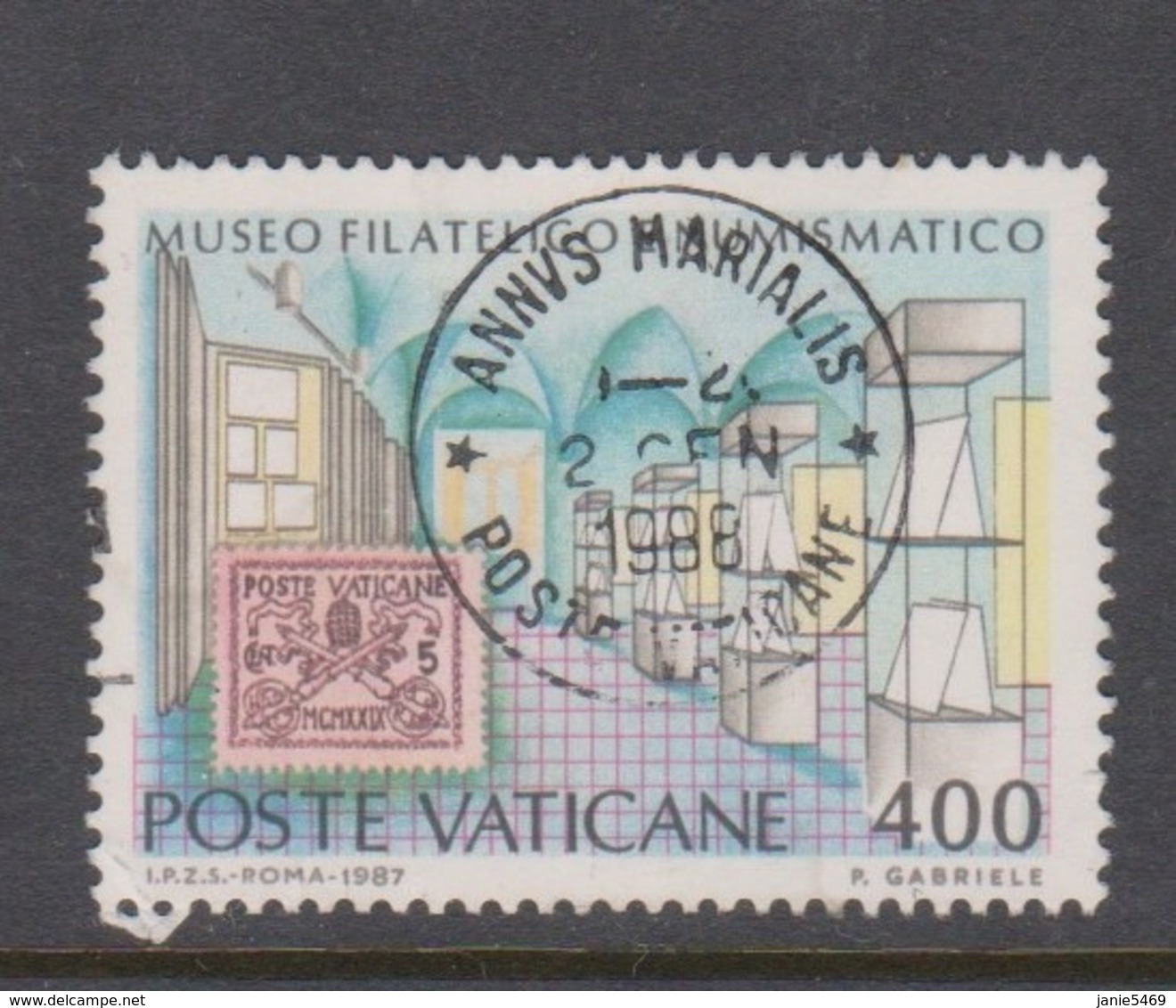 Vatican City S 828 1987 Inauguration Of Philatelic And Numismatic Museum.400 Lire Used - Used Stamps