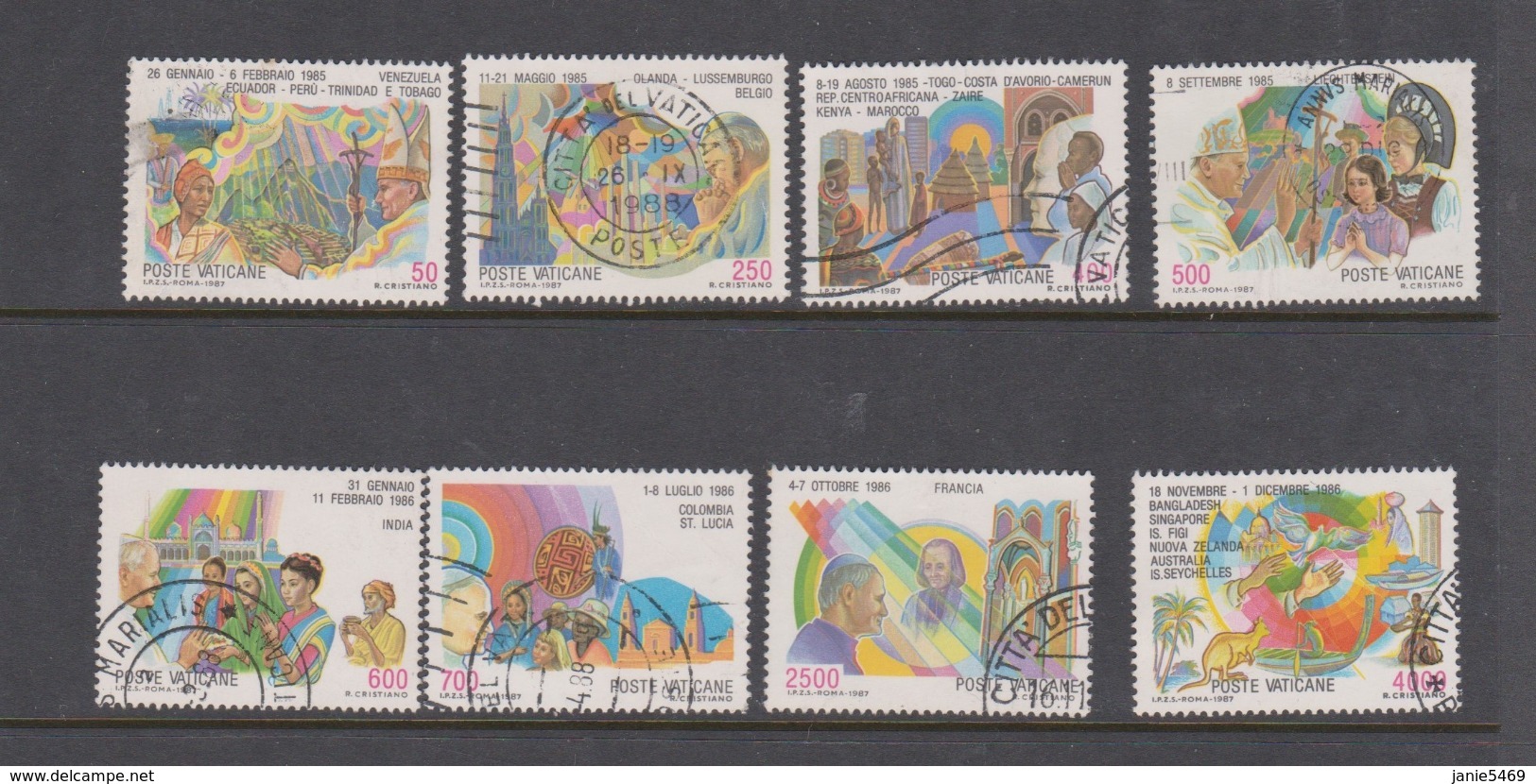 Vatican City S 830-37 1987 Pope Travels .used - Usados