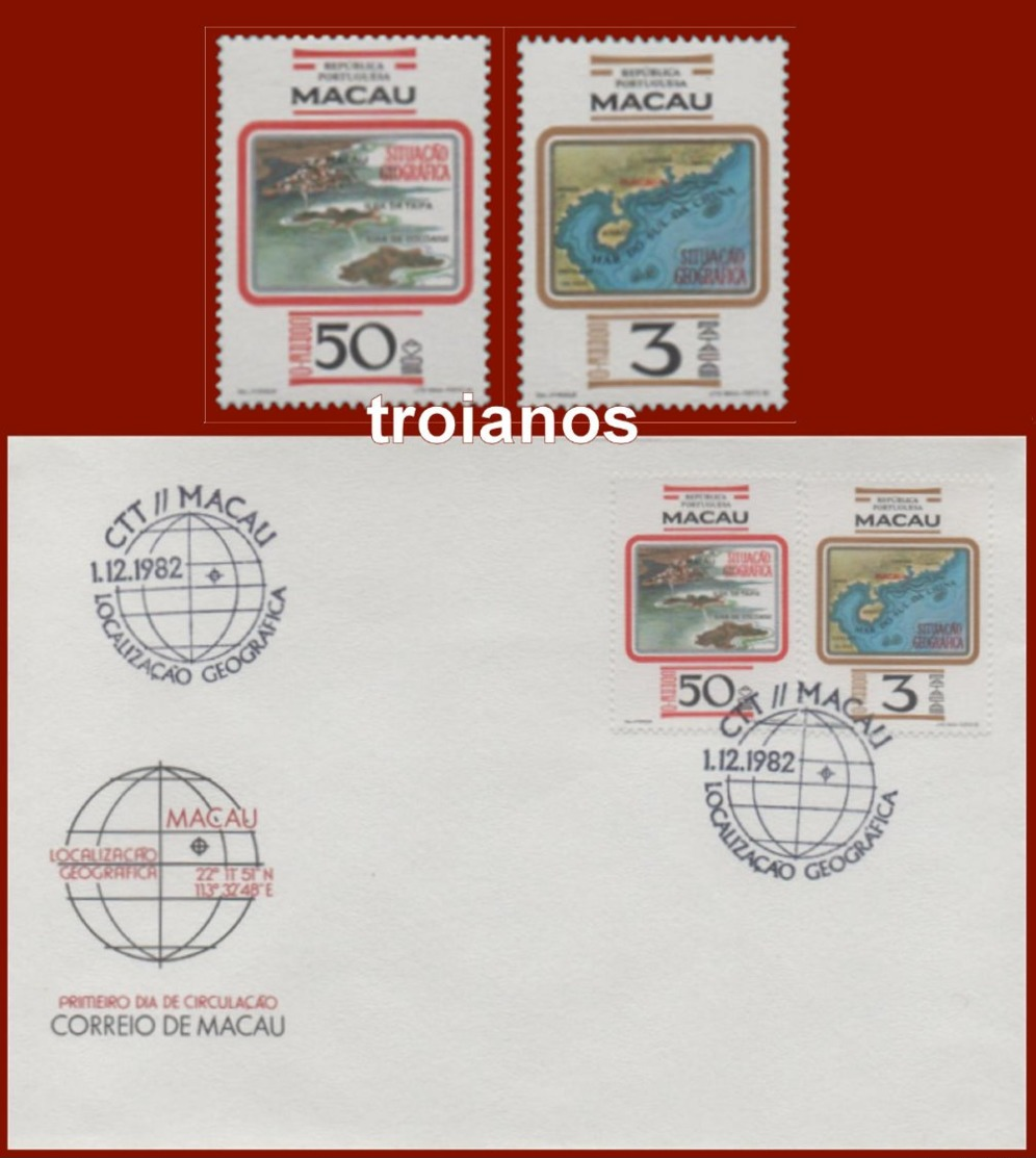 Macau Macao #234 1982  Macau Geografical Fdc And  2 Stamps Mnh - Collections, Lots & Series