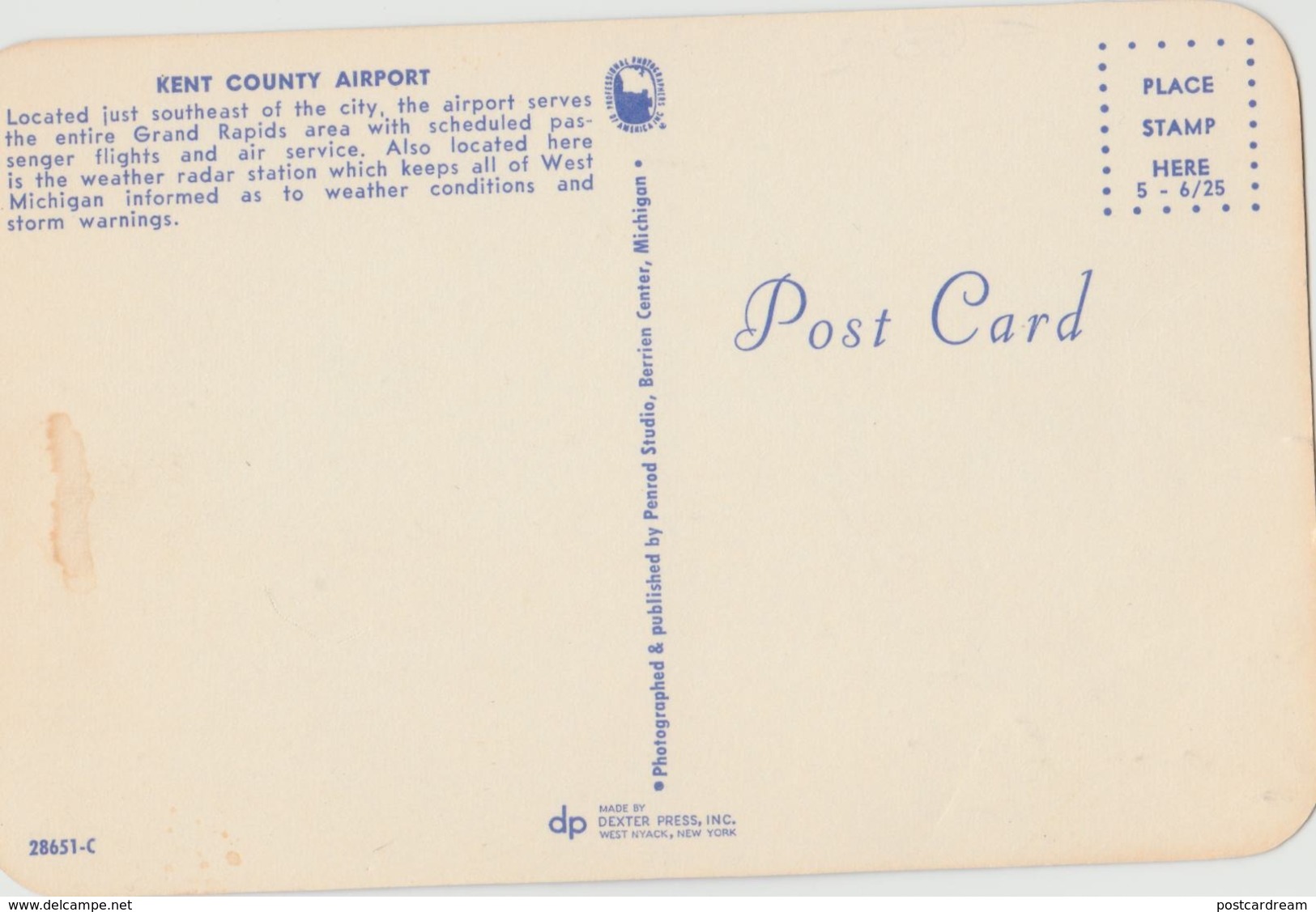 GRAND RAPIDS MI Michigan KENT COUTY AIRPORT Postcard - Grand Rapids