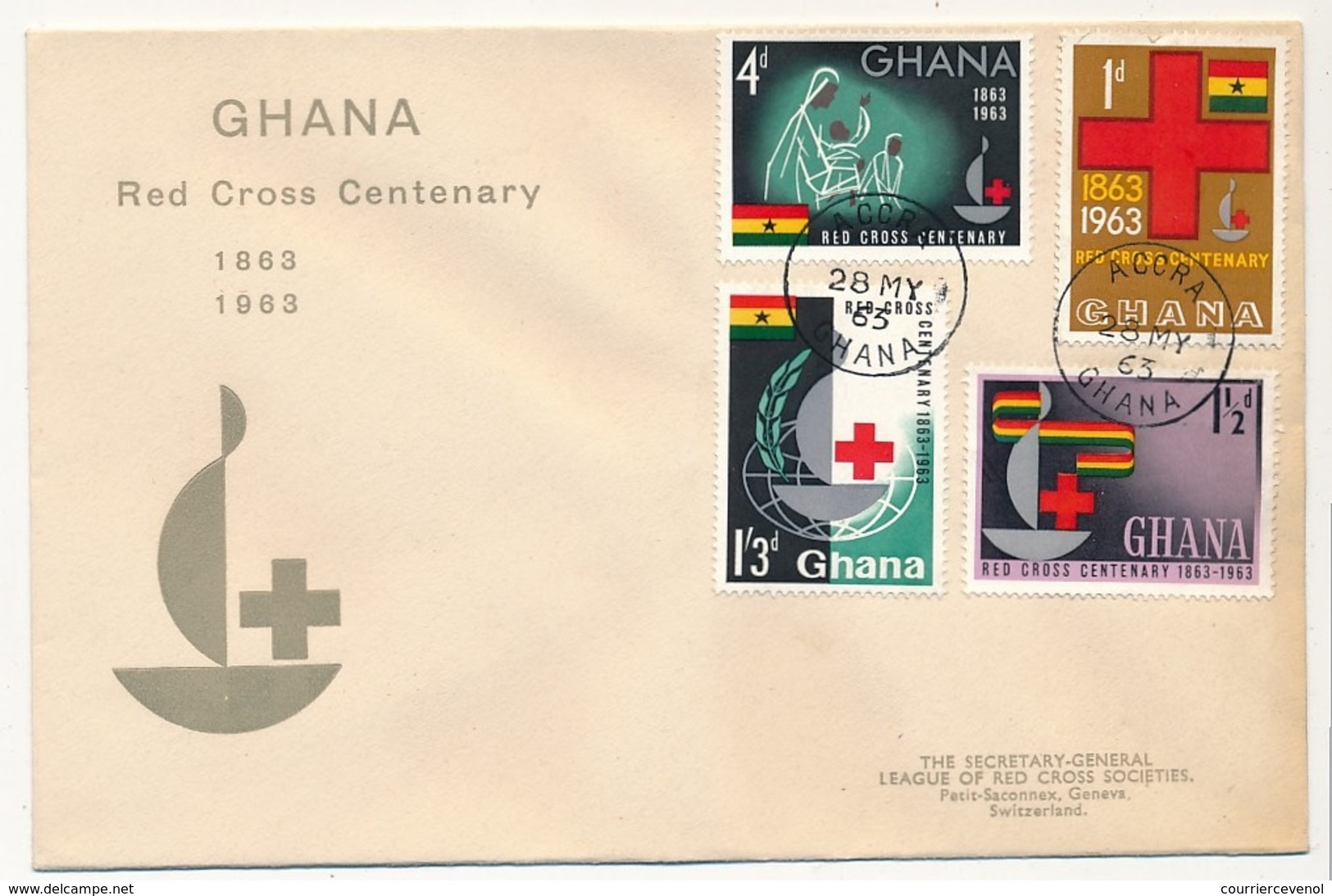 GHANA - Enveloppe FDC - Centenaire De La Croix Rouge 1963 - Red Cross