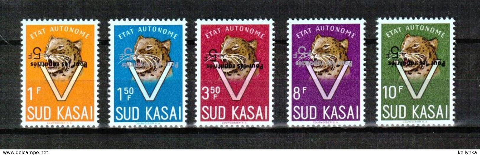 Sud Kasai - 20C/24C - Léopard - "Pour Les Rapatriés" - Surcharge Inversée - Inverted Overprint - 1961 - MNH - Sud-Kasaï
