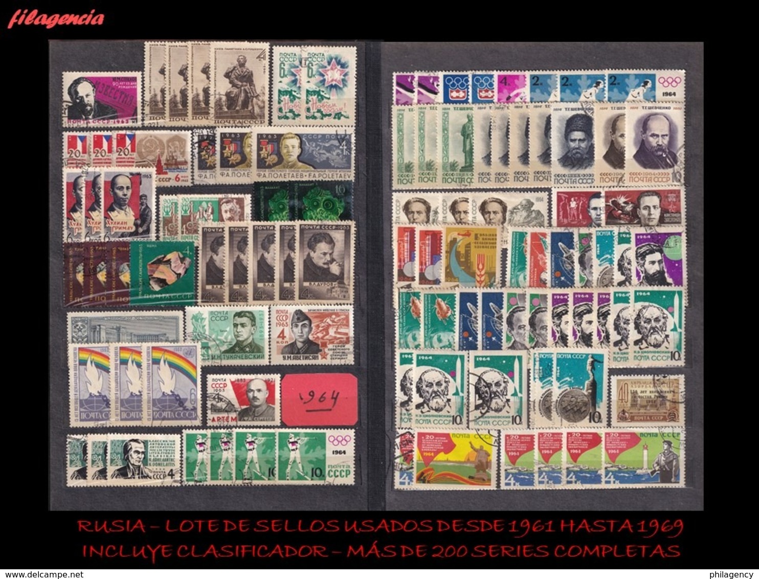 LOTES EN OFERTA. RUSIA. USADOS. LOTE DE SELLOS USADOS DESDE 1961 HASTA 1969 EN CLASIFICADOR. MÁS DE 200 SERIES COMPLETAS - Used Stamps