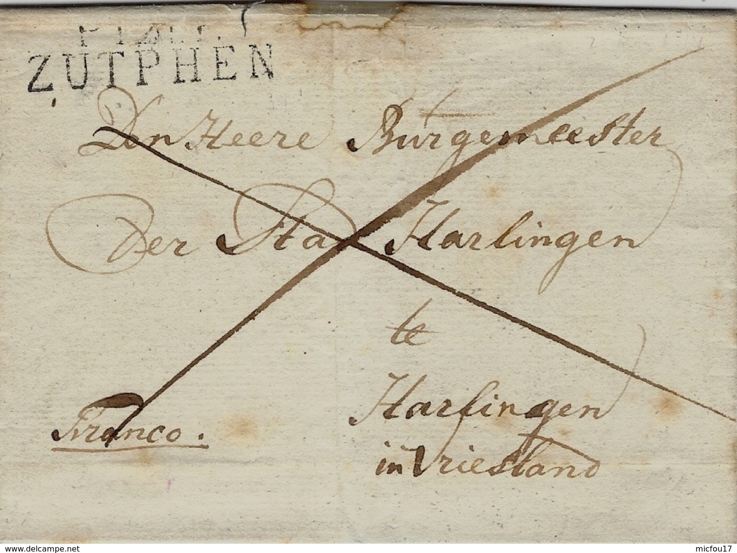 1814- TERRITOIRES  CONQUIS - Letter From P.121.P. / ZUTPHEN  To  Harlingen - ...-1860 Prephilately