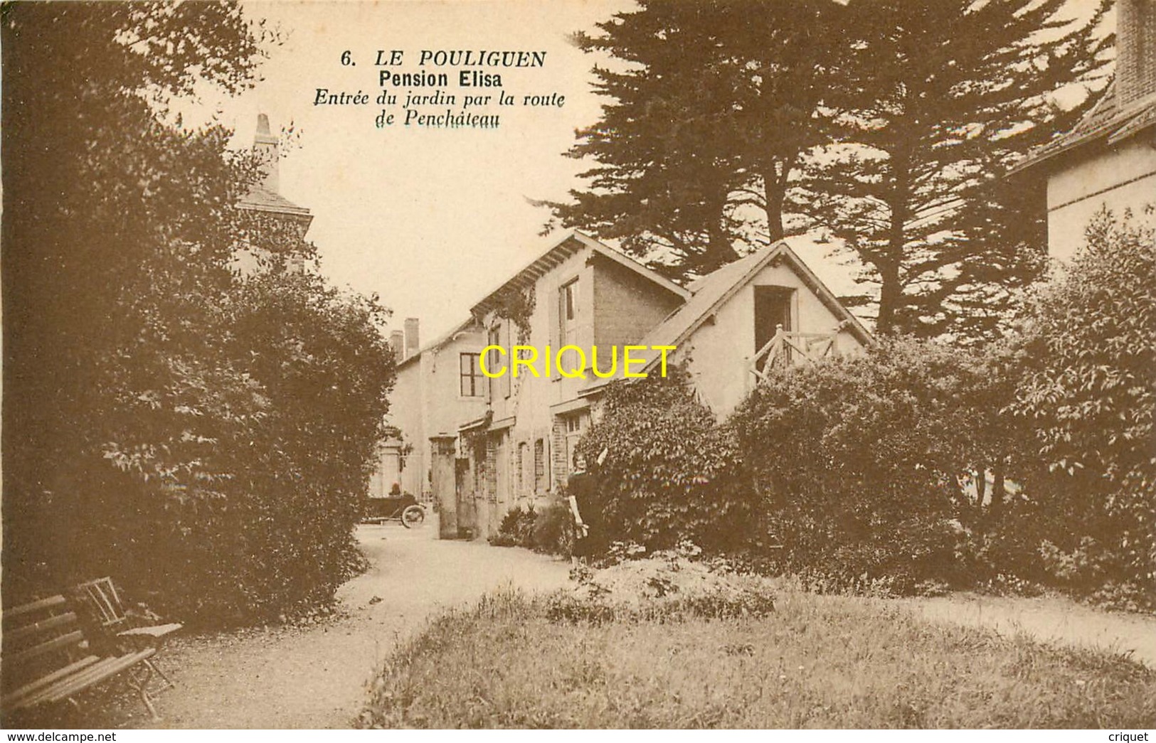 44 Le Pouliguen, Pension Elisa, Entrée Du Jardin Par La Route De Penchateau, Belle Carte Pas Courante - Le Pouliguen