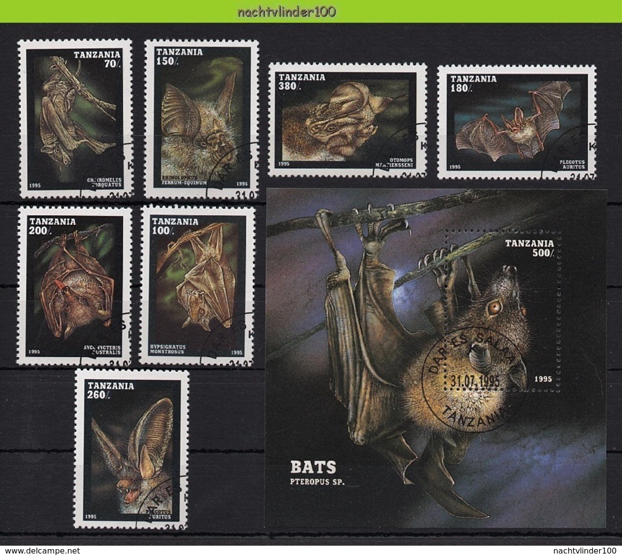 Nff163 FAUNA VLEERMUIS VLEERMUIZEN BATS FLUGHUND FLEDERMÄUSE CHAUVE SOURIS TANZANIA 1995 Gebr/used - Vleermuizen