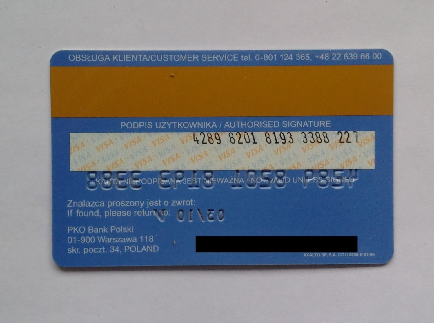 Poland Pologne PKO Gold Visa Card Banque Carte Ski Winter Olympics Jeux Olympiques D'hiver Turin Torino 2006 - Tarjetas De Crédito (caducidad Min 10 Años)