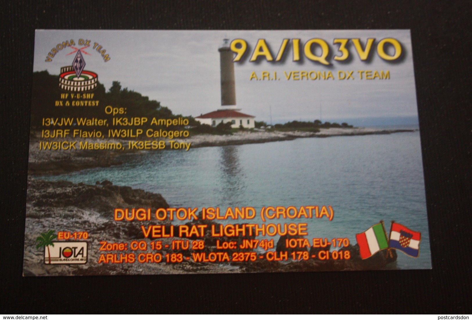 Croatia, Dugi Otok, Veli Rat, Lighthouse  QSL Postcard - Lighthouses