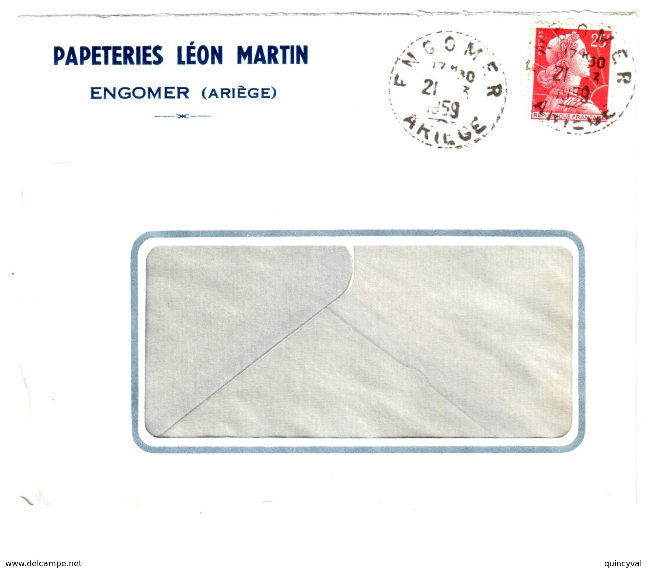 ENGOMER Ariège Lettre Entête Papeteries Léon Martin 25 F Muller Yv 1011C Ob 1959 Distribution Cercle Pointillé Lautier B - Lettres & Documents