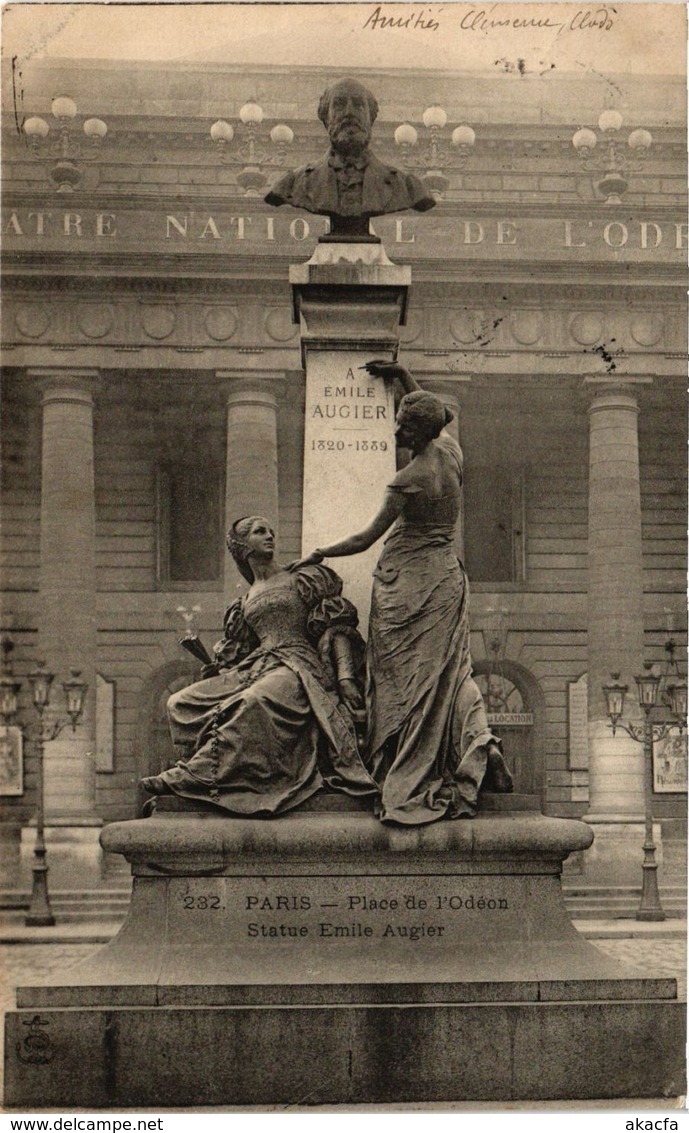 CPA Paris 6e Paris-Place De L'Odéon, Statue Emile Augier (312409) - Statues