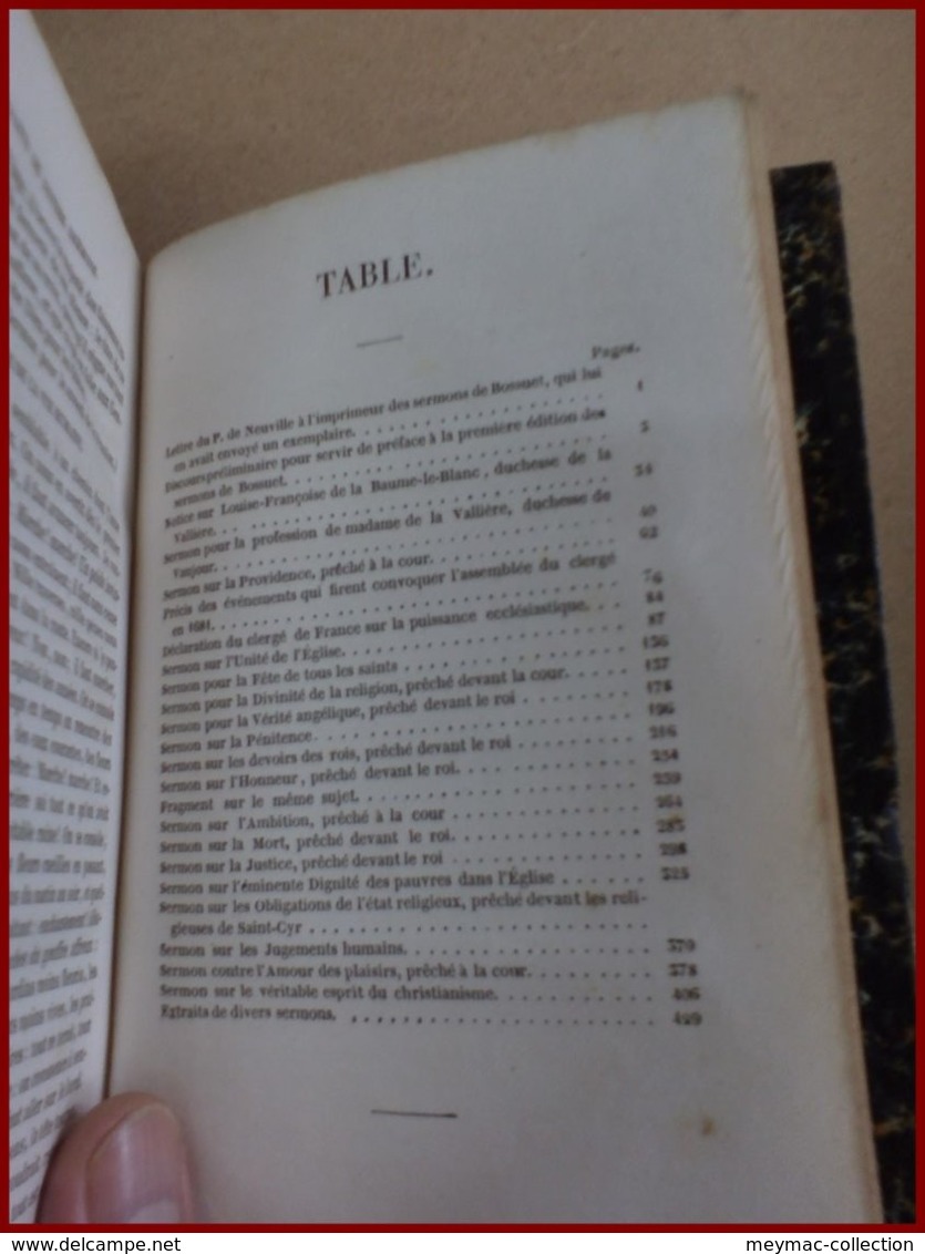 BOSSUET SERMONS CHOISIS chez firmin didot 1851 portrait en frontispice très bon état