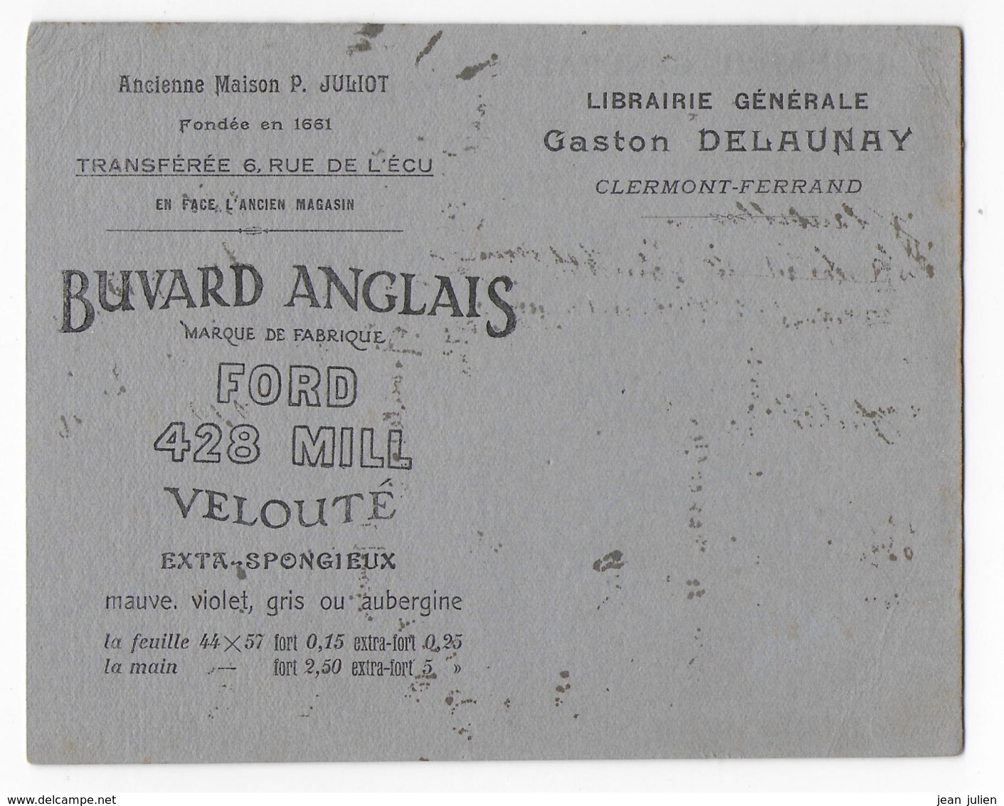 63 - CLERMONT FERRAND - BUVARD ANGLAIS  - FORD - Gaston DELAUNAY - - B