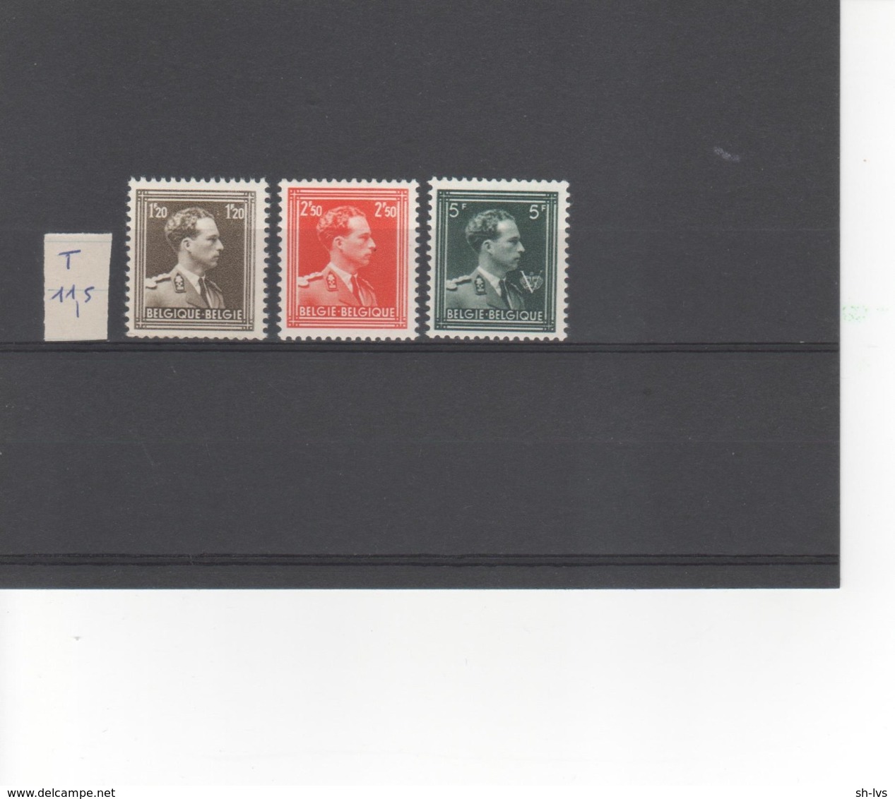 BELGIE - 1956 - BEELTENIS LEOPOLD II - TYPE OPEN KRAAG - 5FR OPENKRAAG MET V EN KROON - Unused Stamps