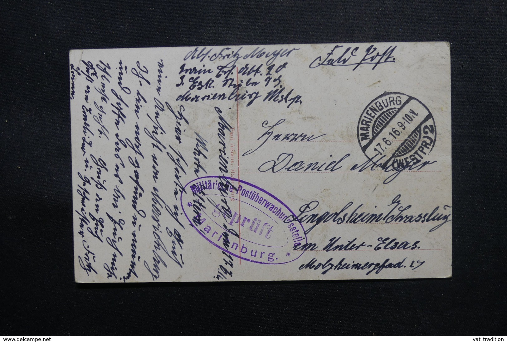 ALLEMAGNE - Carte Postale De Marienburg En Feldpost Pour Lingolsheim En 1916 - L 47479 - Briefe U. Dokumente