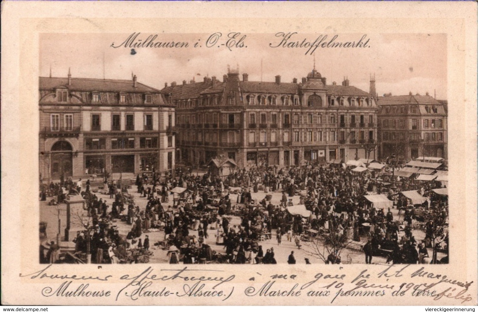 ! [68] Ansichtskarte, Carte Postale, 1907, Mülhausen Im Elsaß, Mulhouse, Kartoffelmarkt - Mulhouse