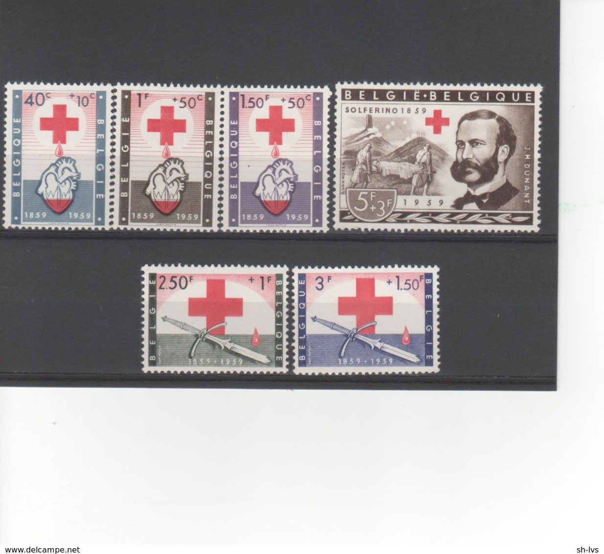 BELGIE - 1959 - RODE KRUIS - EEUWFEEST VELDSLAG SOLFERINE (1859) - HULDIGING AAN HENRI DUNANT STICHTER RK - Unused Stamps