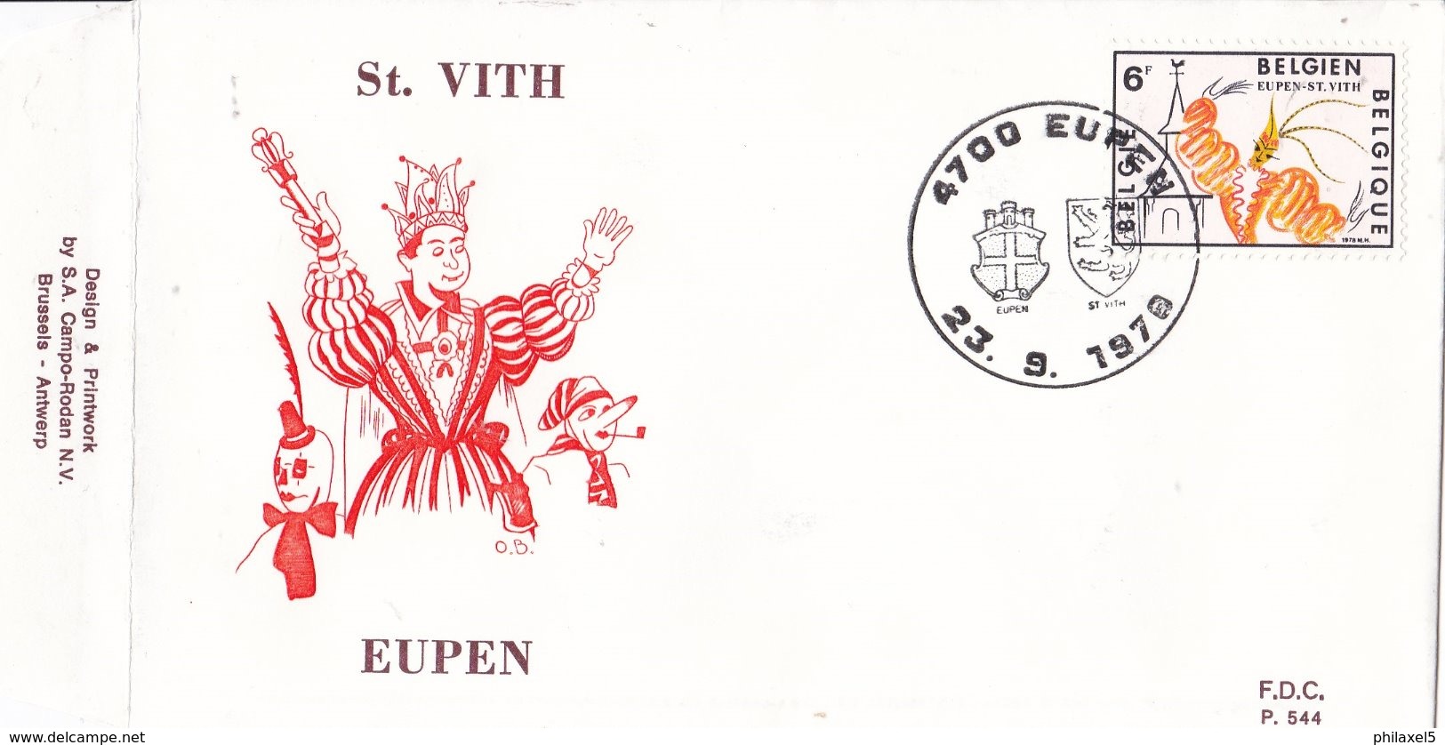 België - FDC 544 - 25 September 1978 - Toeristische Uitgifte - Eupen-Sankt Vith - Karnavalprins - OBP 1910 - 1971-1980