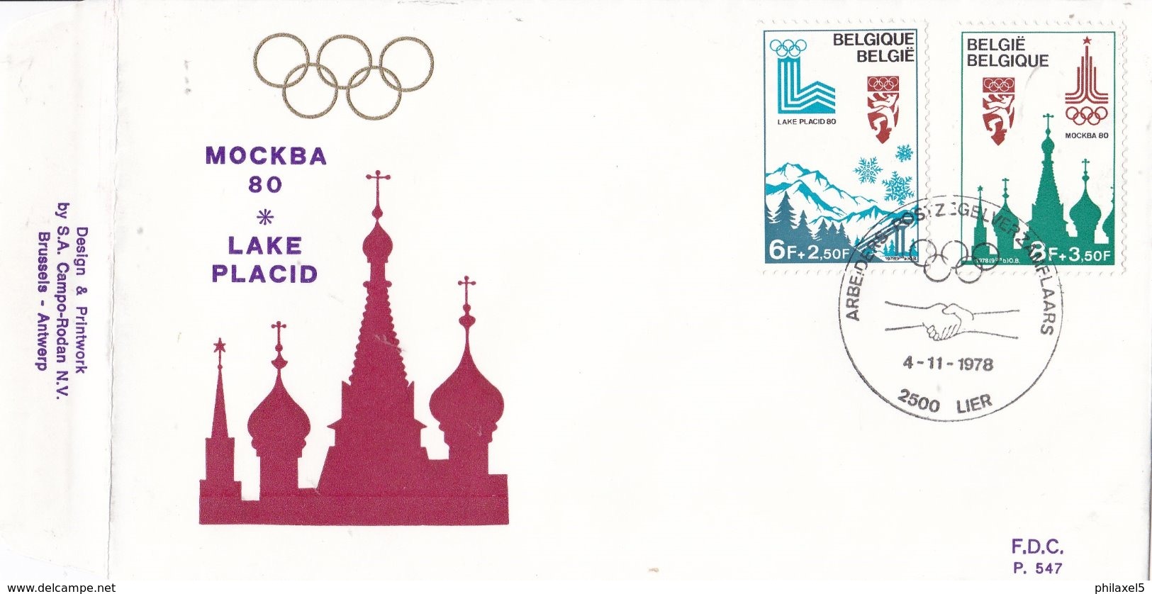 België - FDC 547 - 4 November 1978 - Voorbereiding Der Olympische Spelen 1980 - Moskou/Lake Placid - OBP 1913-1914 - 1971-1980