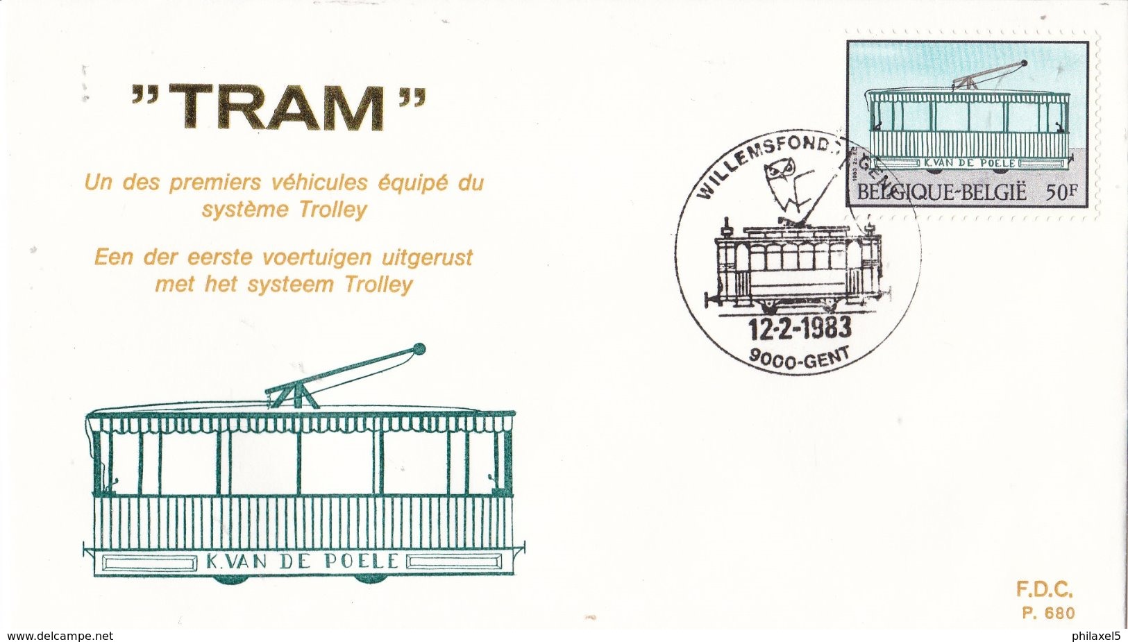 België - FDC 678-680 - 12 Februari 1983 - Geschiedenis Van De Tram En Trolleybus - OBP 2079-2081 - 1981-1990