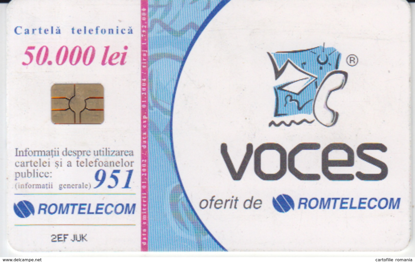 Romania - Voces Romtelecom  Phonecard - See Photos (front/back) - Romania
