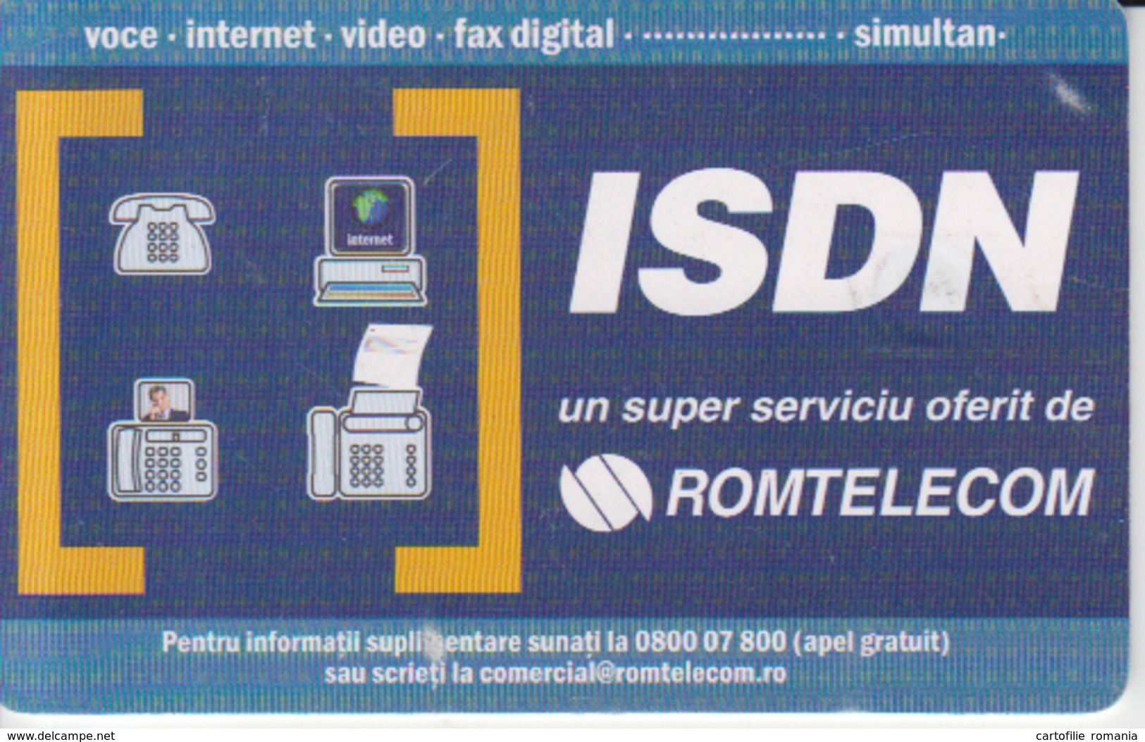 Romania - Isdn Romtelecom Phonecard - See Photos (front/back) - Romania