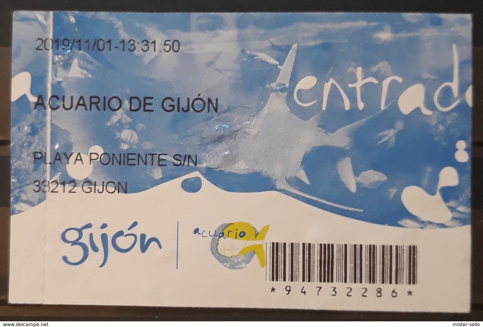 TICKET - ENTRADA ACUARIO DE GIJÓN. ESPAÑA. - Tickets - Entradas