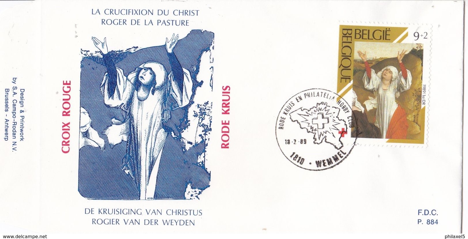 België - FDC 884 - 18 Februari 1989 - Het Belgische Rode Kruis - Schilderijen - Rogier Van Der Weyden - OBP 2312 - 1981-1990