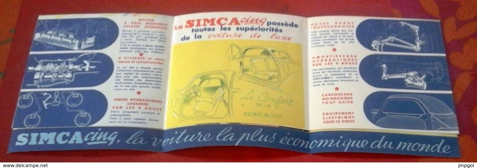 Dépliant Publicitaire Achetez Une SIMCA Cinq  En Couleurs - Werbung