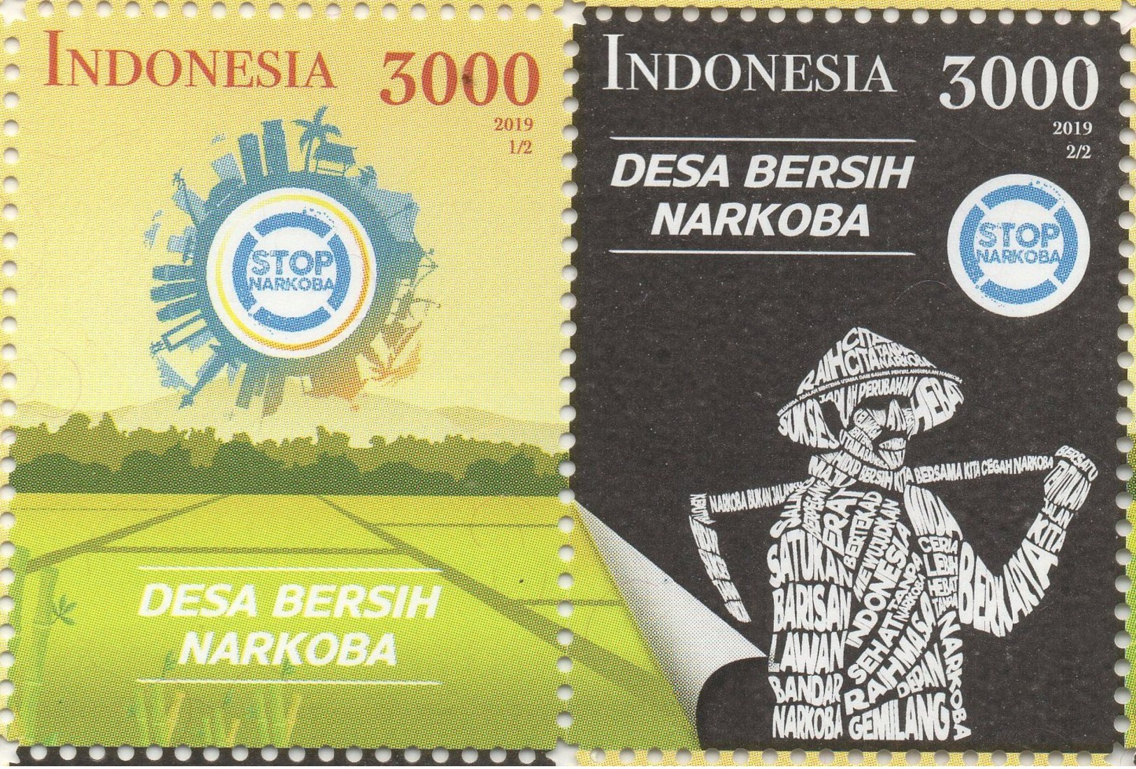 INDONESIA 2019-7 STOP DRUGS SET STAMPS MNH - Indonesia