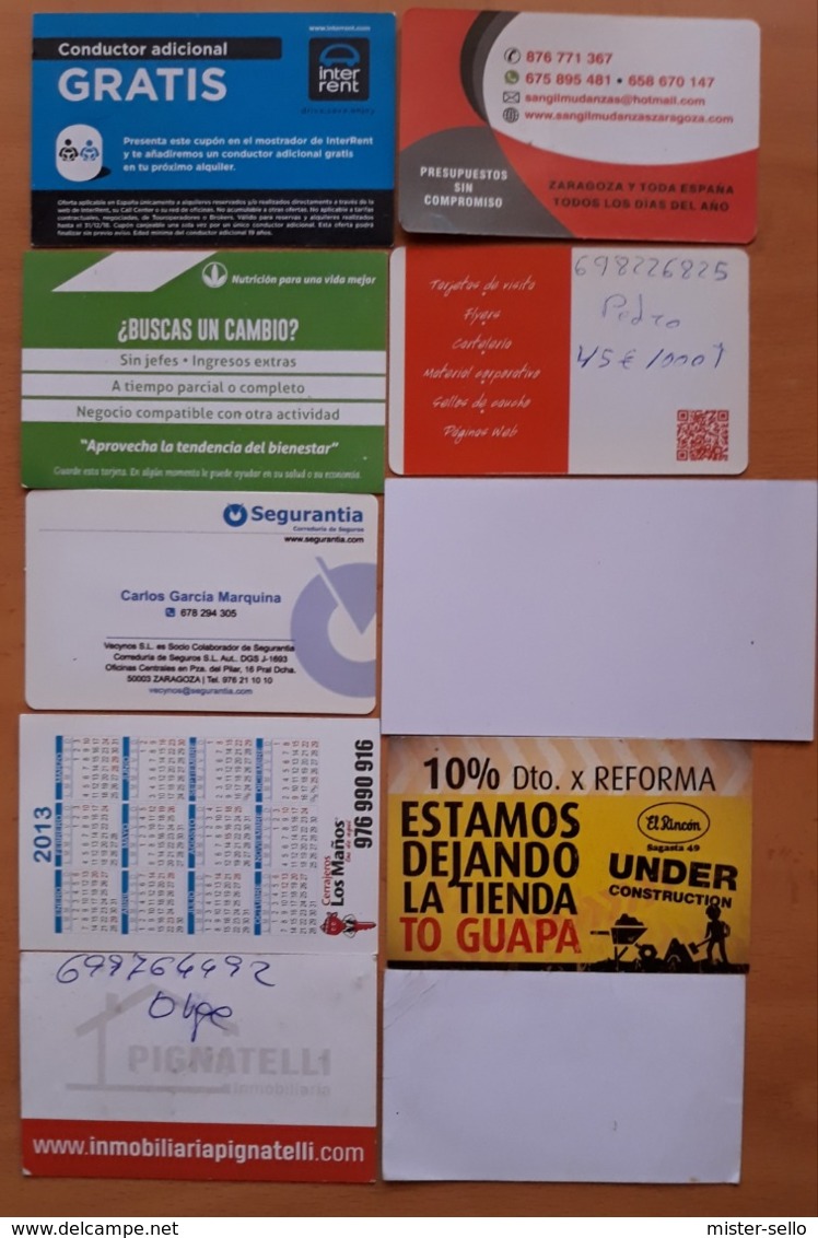 LOTE DE 10 TARJETAS DE VISITA. - Cartoncini Da Visita