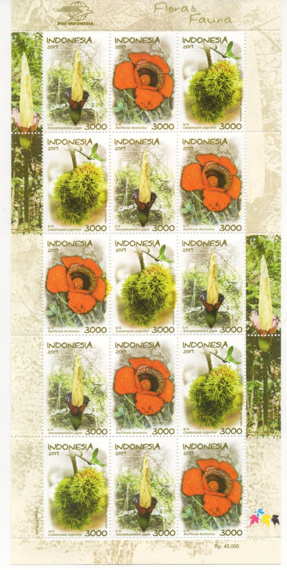 INDONESIA 2019-12 FLORA FAUNA FISH RAT BIRD FLOWER FS FULLSHEET STAMPS MNH - Indonesia