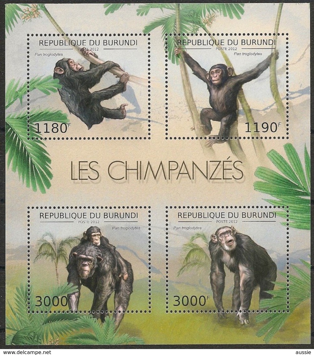 Burundi  2012 OCBn° Bloc 402 *** MNH Cote 15 Euro Faune Chimpansees Chimpanzés Monkeys - Neufs