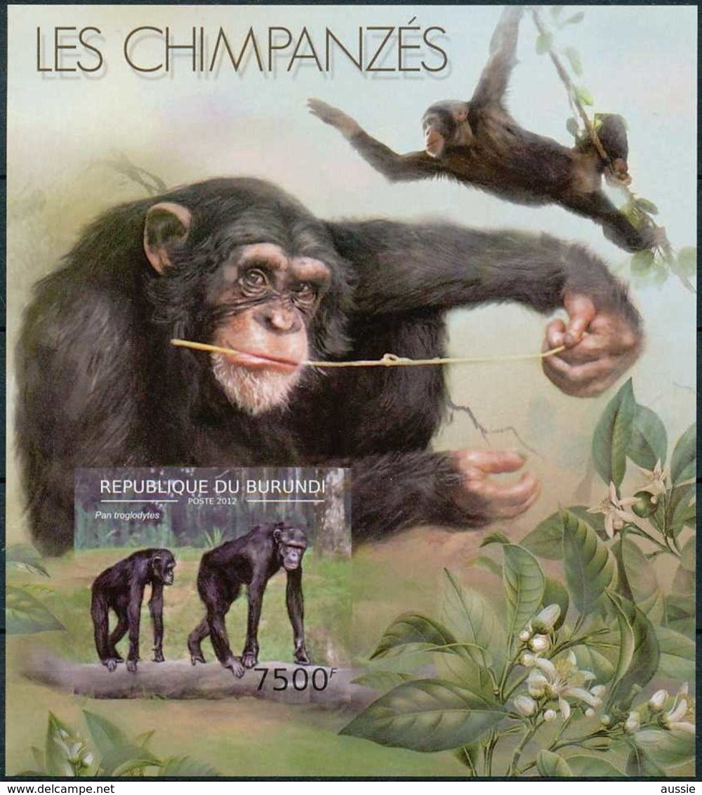 Burundi  2012 OCBn° Bloc 403 ND Ongetand *** MNH Cote 35 € Faune Chimpansees Chimpanzés Monkeys - Neufs