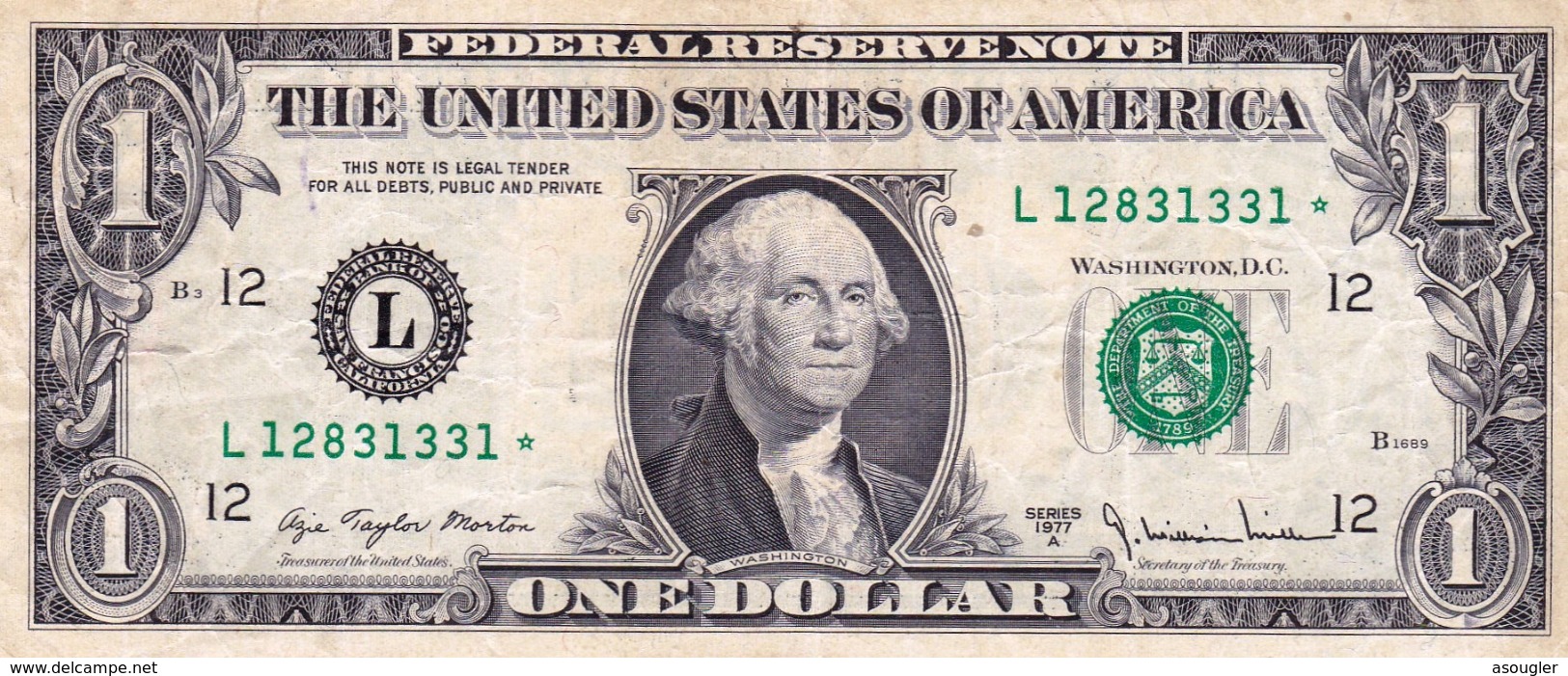 USA 1 $ DOLLAR 1977 A STAR * NOTE F-VF "free Shipping Via Regular  Air Mail (buyer Risk)" - Federal Reserve (1928-...)