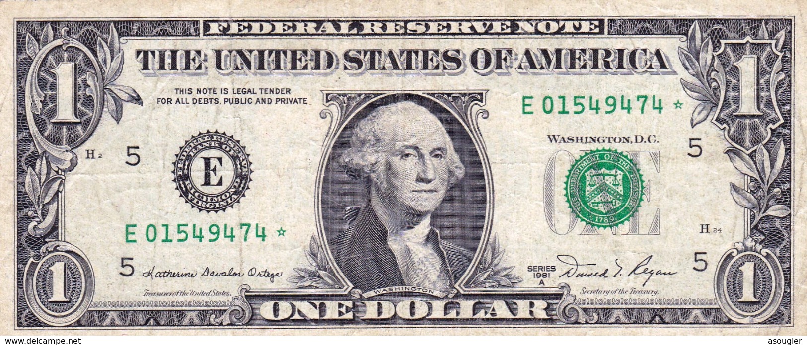 USA 1 $ DOLLAR 1981 A STAR * NOTE F-VF "free Shipping Via Regular  Air Mail (buyer Risk)" - Billets De La Federal Reserve (1928-...)