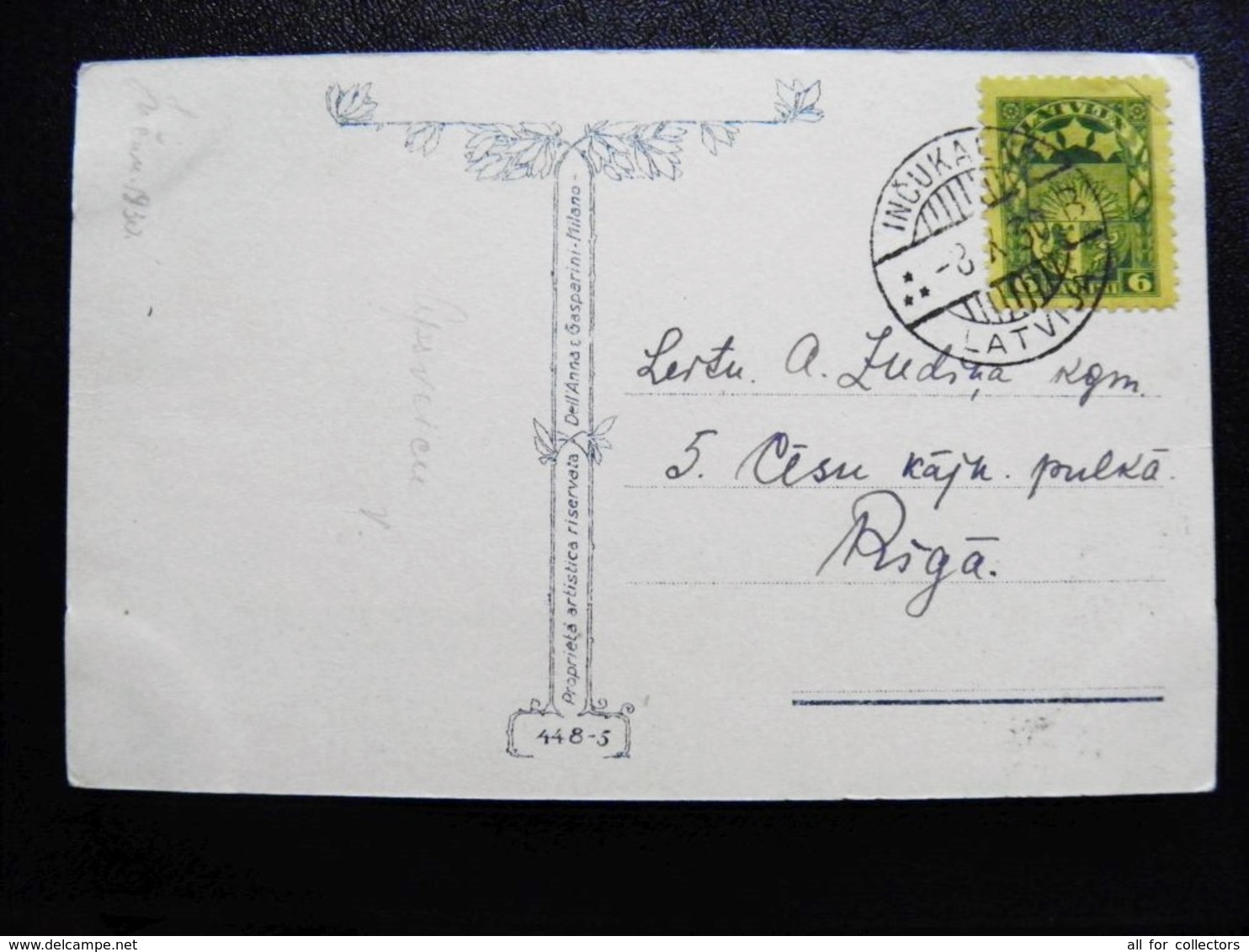 Old Post Card Carte Sent From Latvia On 1930 Jelgava Art Painting Gasparini Milano Woman Incukalns - Lettland