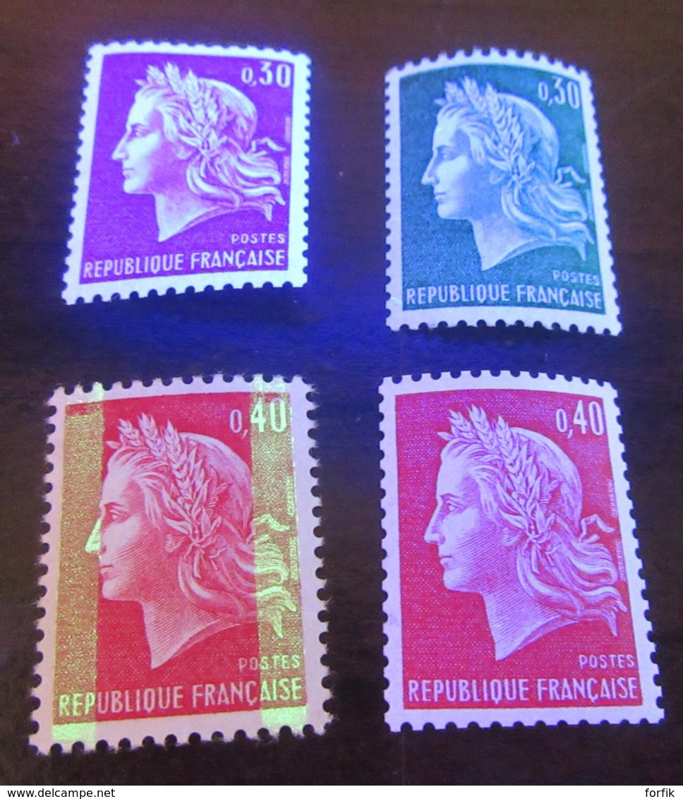 Marianne Cheffer - 4 Timbres Neufs** Dont Variétés N° Rouge Au Verso Et Bandes Phosphore - Voir Détails - 1967-1970 Marianne (Cheffer)