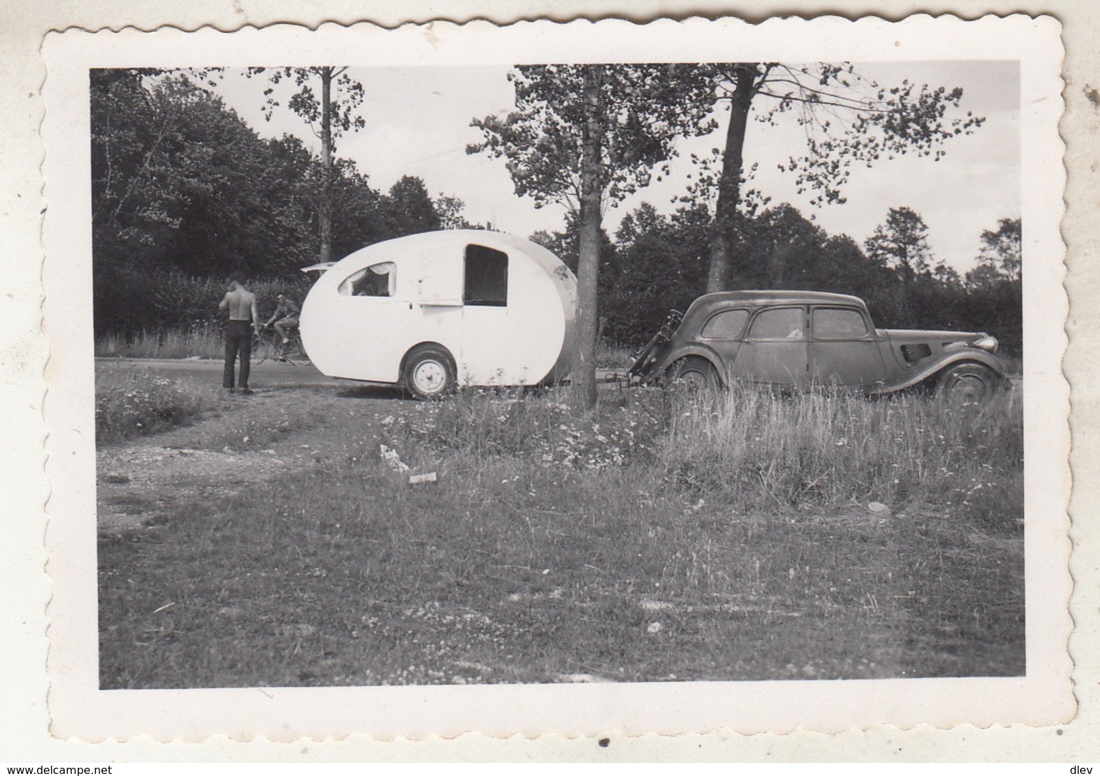 Old Timer - Roulotte - Fontainebleau - 1950 - Photo 6 X 8.5 Cm - Automobile