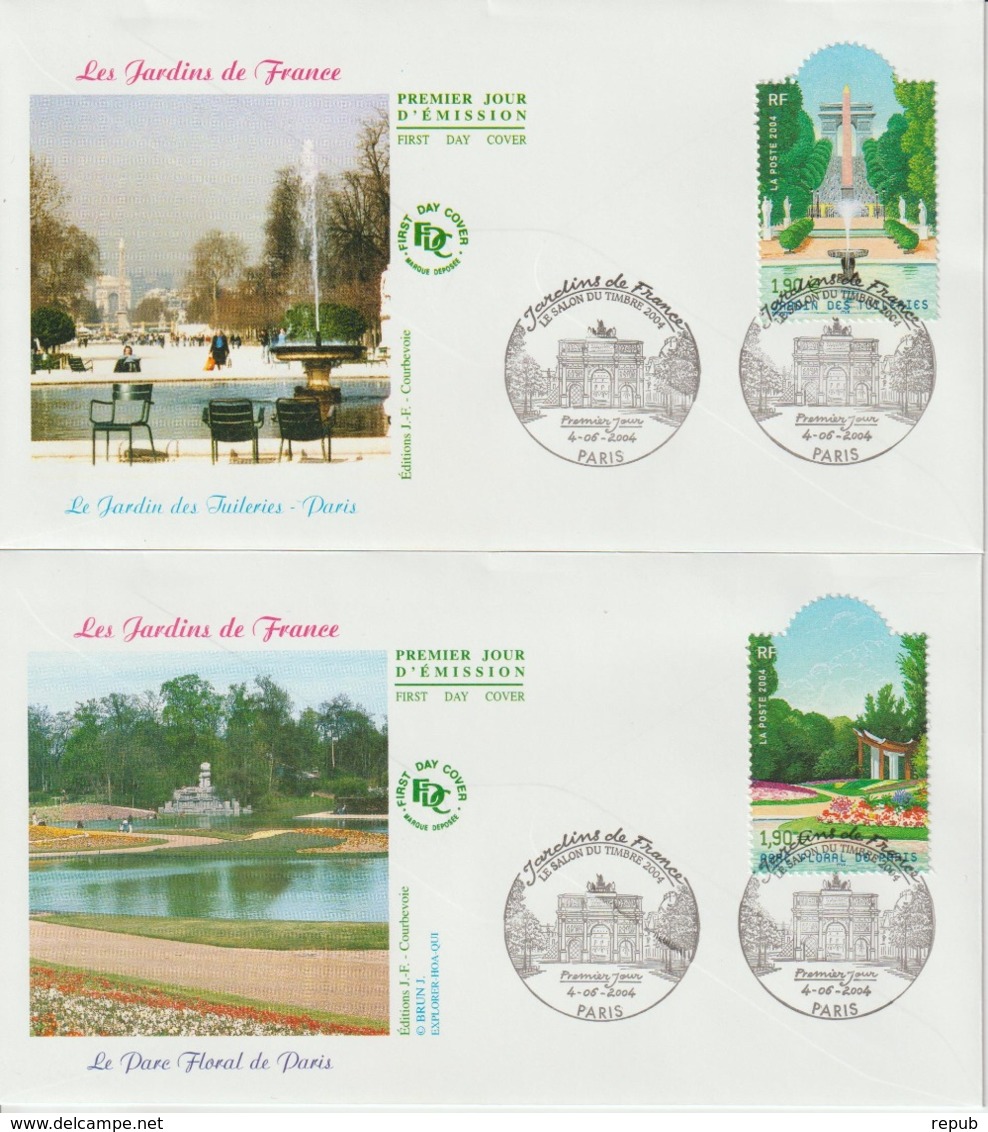 France FDC 2004 Jardins De France 3673-74 - 2000-2009