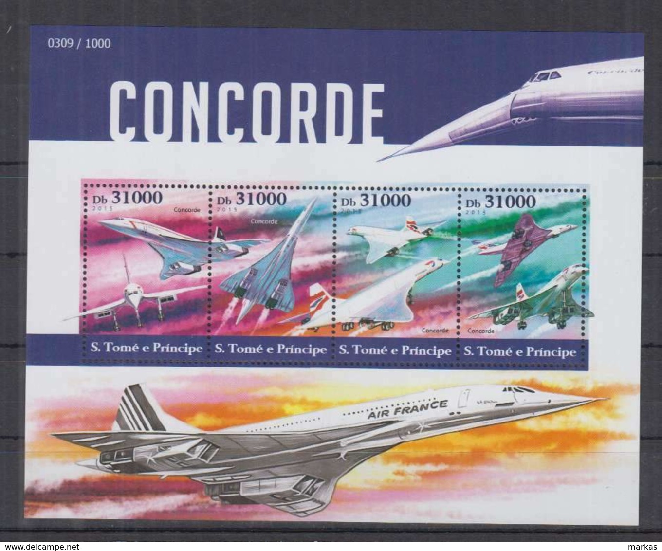 R705. S.Tome E Principe - MNH - 2015 - Transport - Aviation - Concorde - Flugzeuge