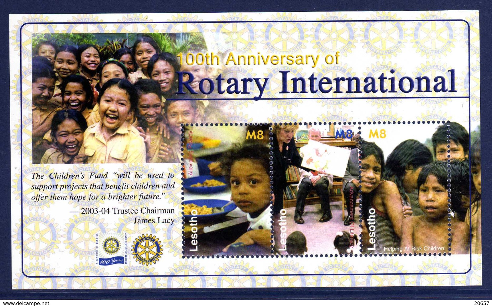 Lesotho 1844/46 Enfants , éducation , Rotary International - Rotary, Club Leones