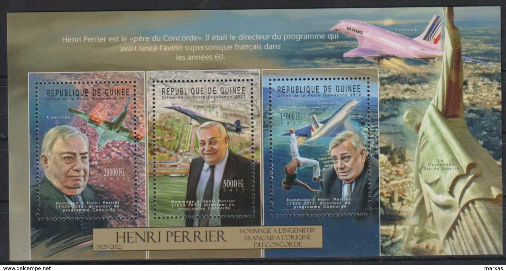 J309. Guinea - MNH - 2012 - Transport - Airplanes - Henri Perrier - Sonstige & Ohne Zuordnung