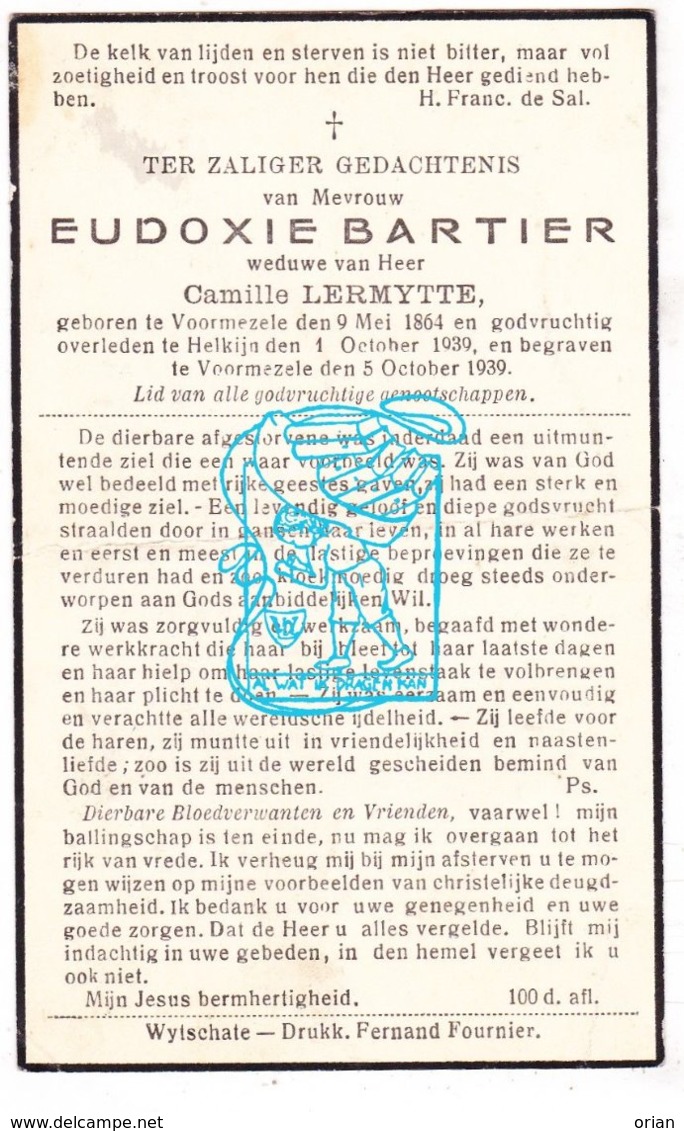 DP Eudoxie Bartier ° Voormezele Ieper 1864 † Helkijn 1939 X Camille Lermytte/ Begr. Voormezele - Imágenes Religiosas